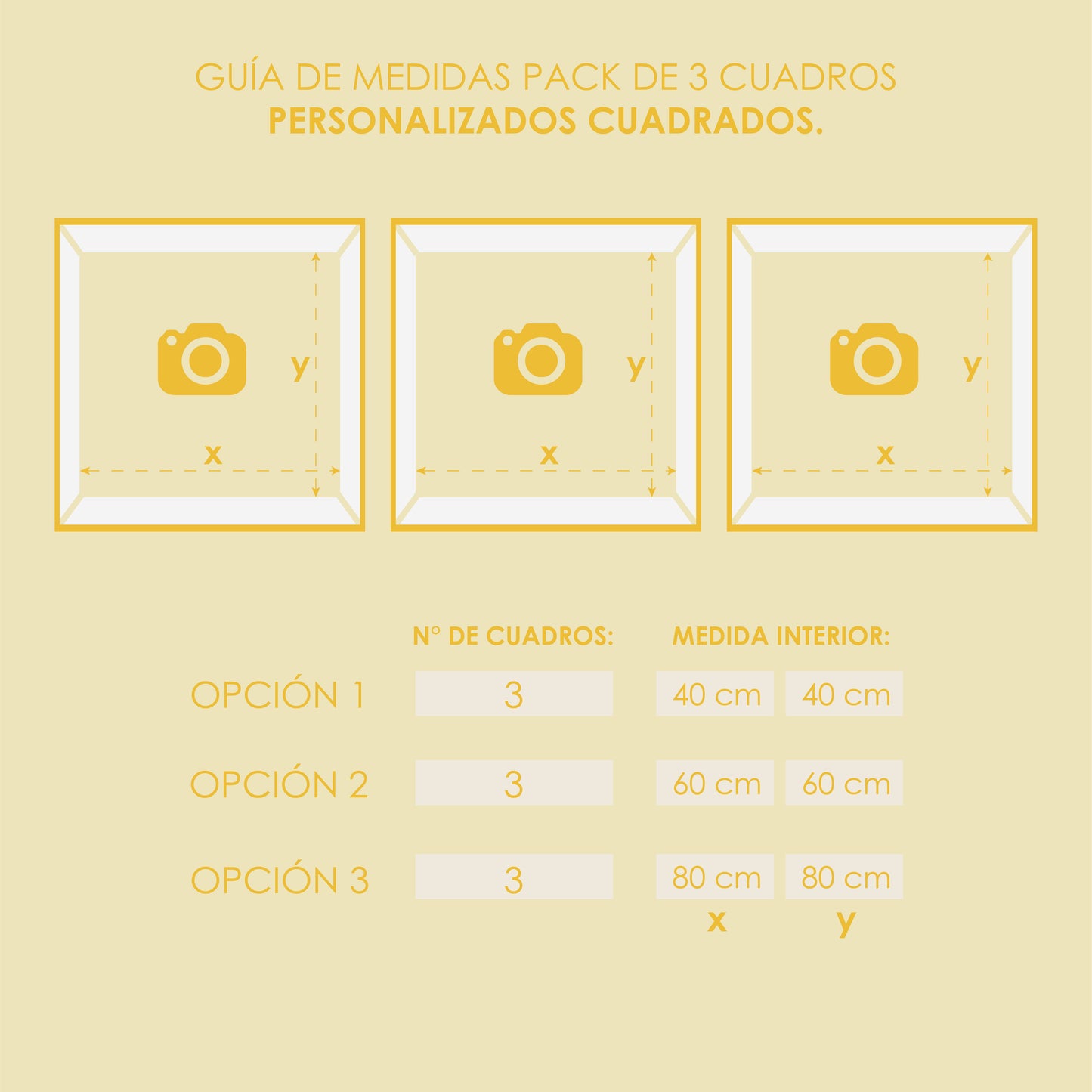 Pack 3 Cuadros Enmarcados Personalizados (Cuadrados)