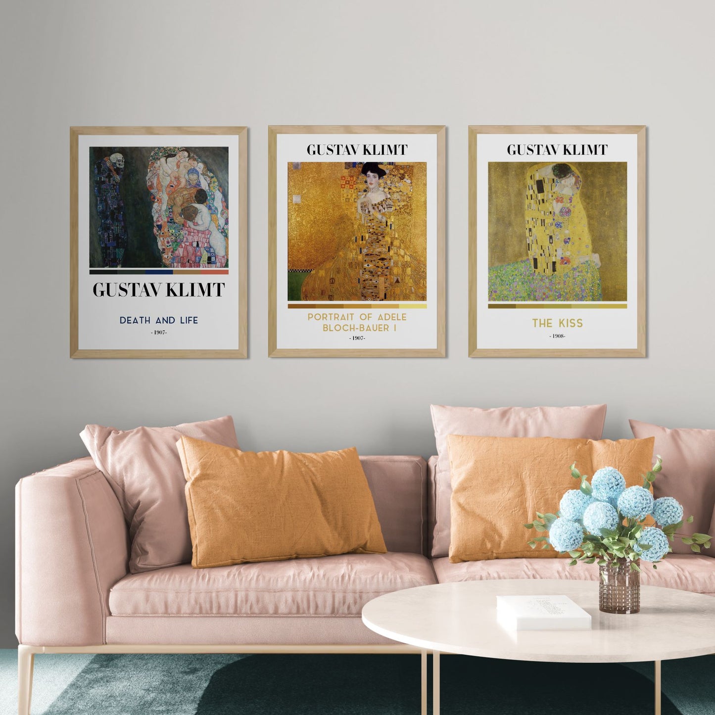 Pack 3 cuadros enmarcados Gustav Klimt - Edición artística Velum