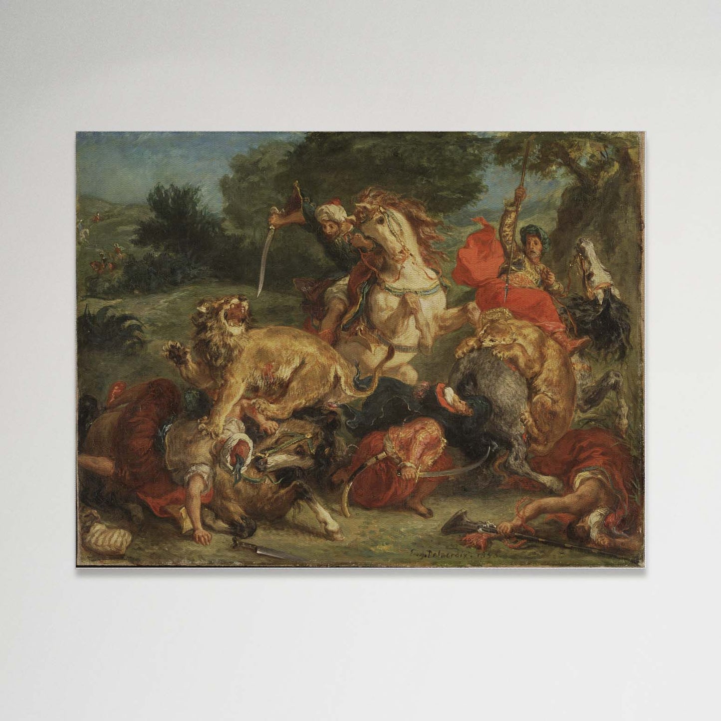 Caza de Leones - Eugène Delacroix (Canvas)