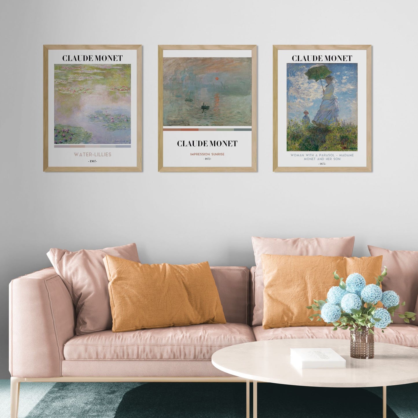 Pack 3 cuadros enmarcados Monet - Edición artística Velum