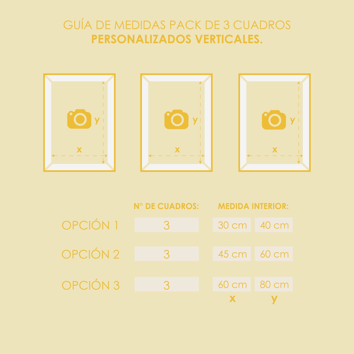 Pack 3 Cuadros Enmarcados Personalizados (Verticales)
