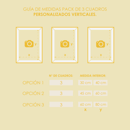 Pack 3 Cuadros Enmarcados Personalizados (Verticales)