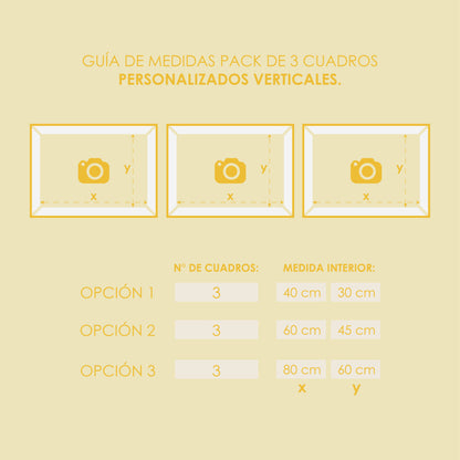 Pack 3 Cuadros Enmarcados Personalizados (Horizontales)