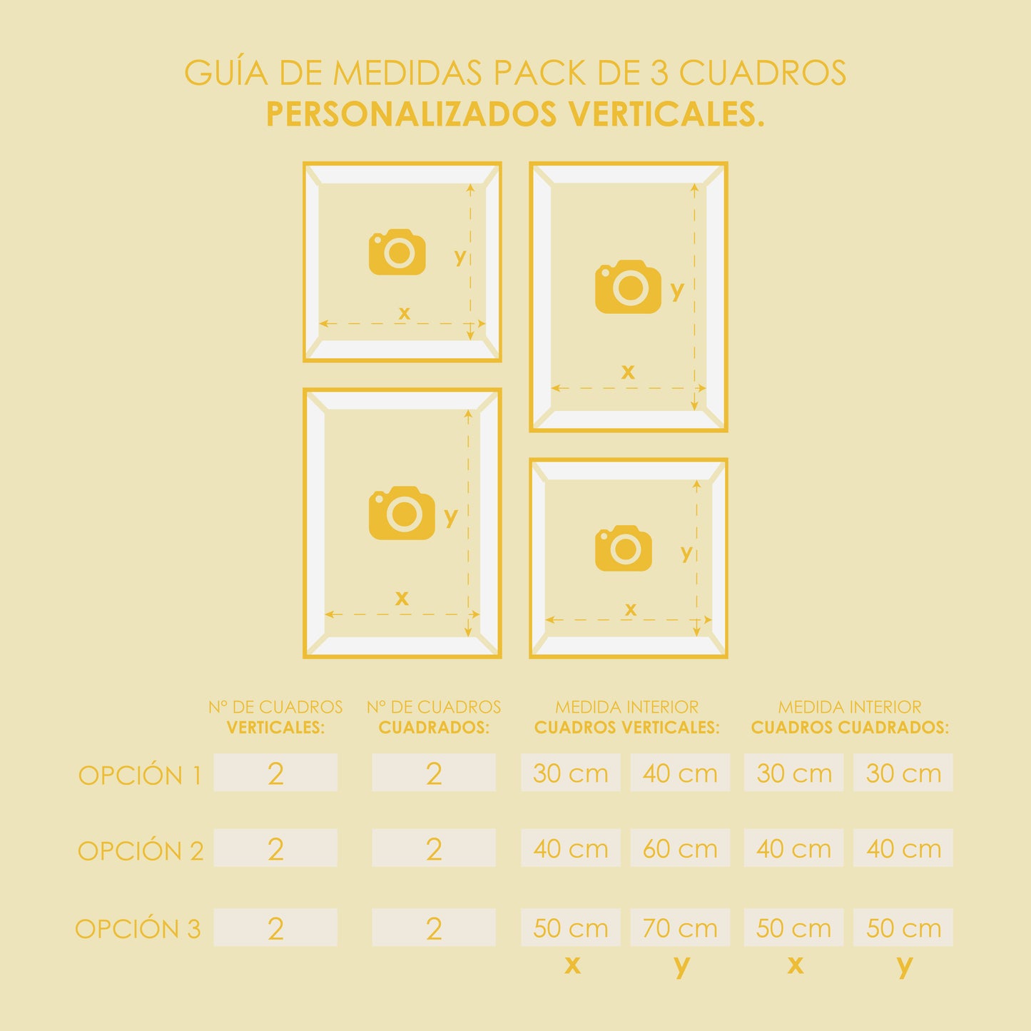 Pack 4 Cuadros Enmarcados Personalizados (2 Verticales - 2 Cuadrados)