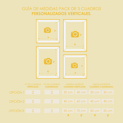 Pack 4 Cuadros Enmarcados Personalizados (2 Verticales - 2 Cuadrados)