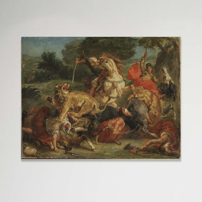 Caza de Leones - Eugène Delacroix (Canvas)