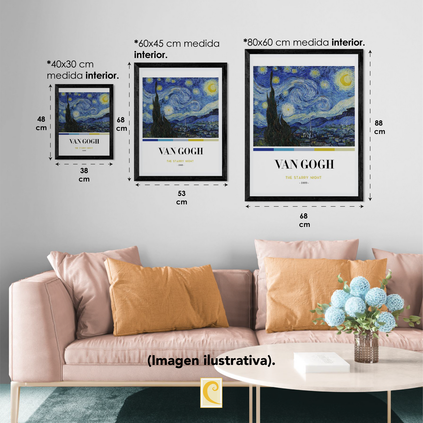 Pack 3 cuadros enmarcados Botticelli - Edición artística Velum